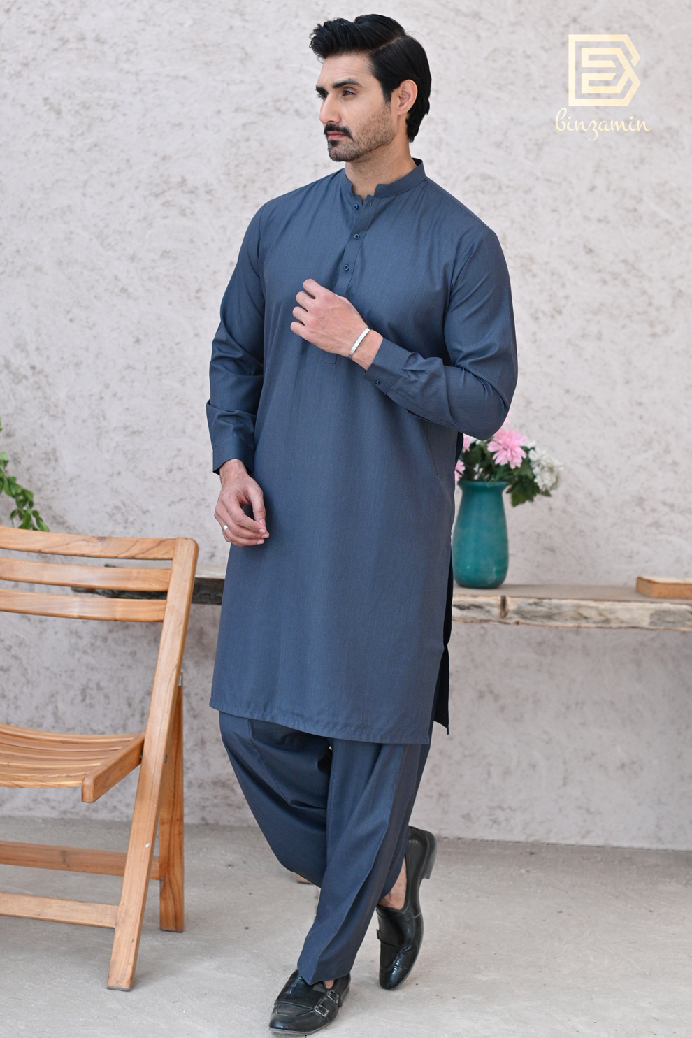 Grey Wash & Wear Shalwar Kameez (2-Piece) - Image 2