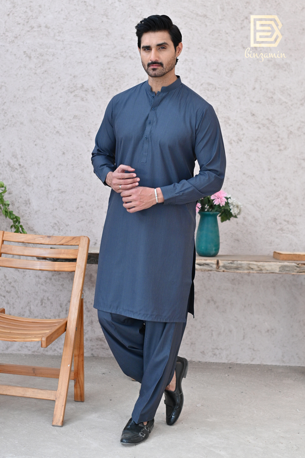 Grey Wash & Wear Shalwar Kameez (2-Piece) - Image 4