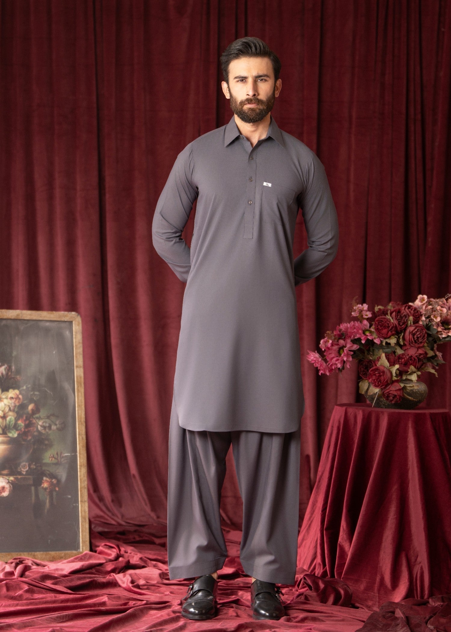 Grey Wash & Wear Shalwar Kameez (2-Piece) - Image 1