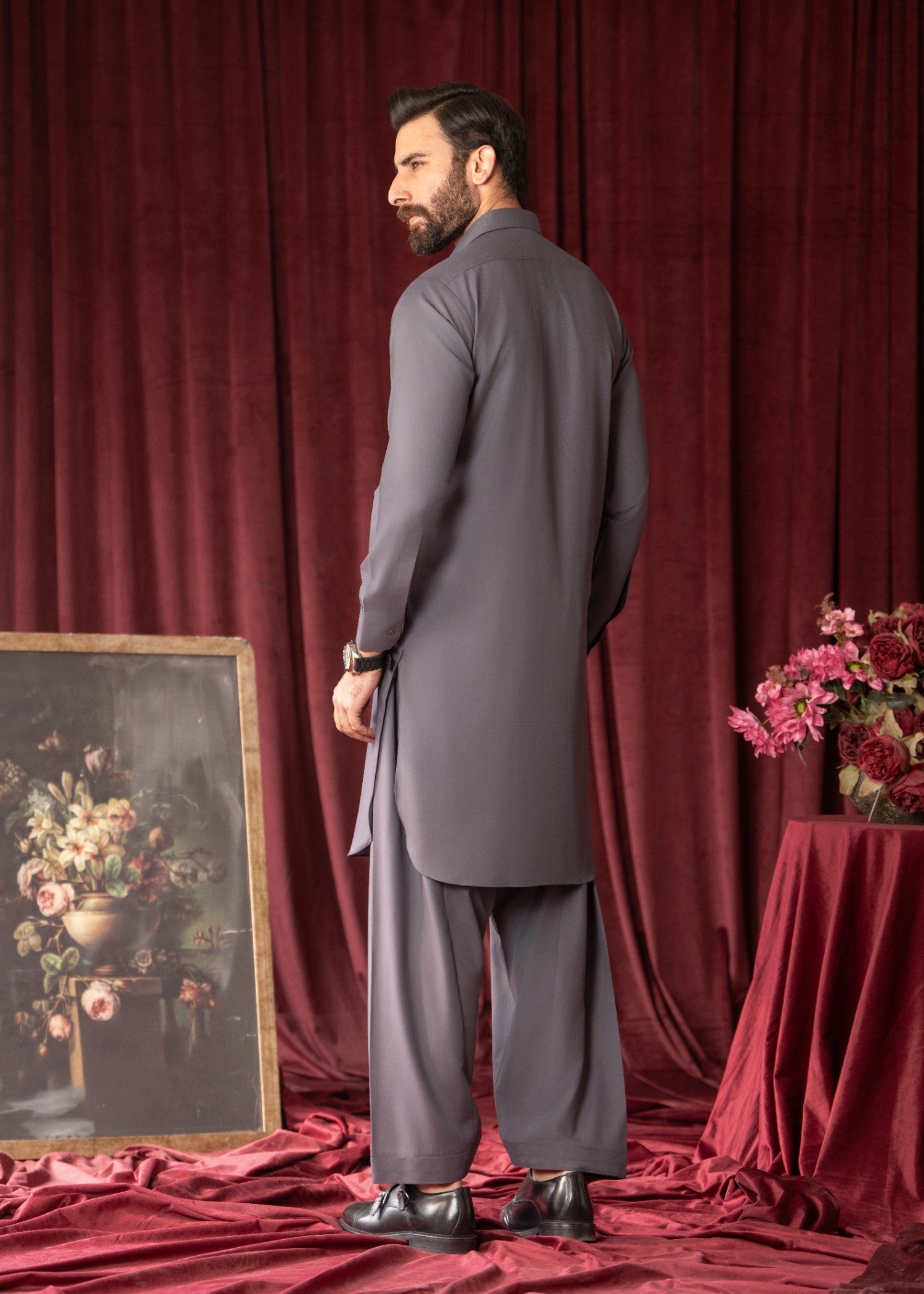 Grey Wash & Wear Shalwar Kameez (2-Piece) - Image 3