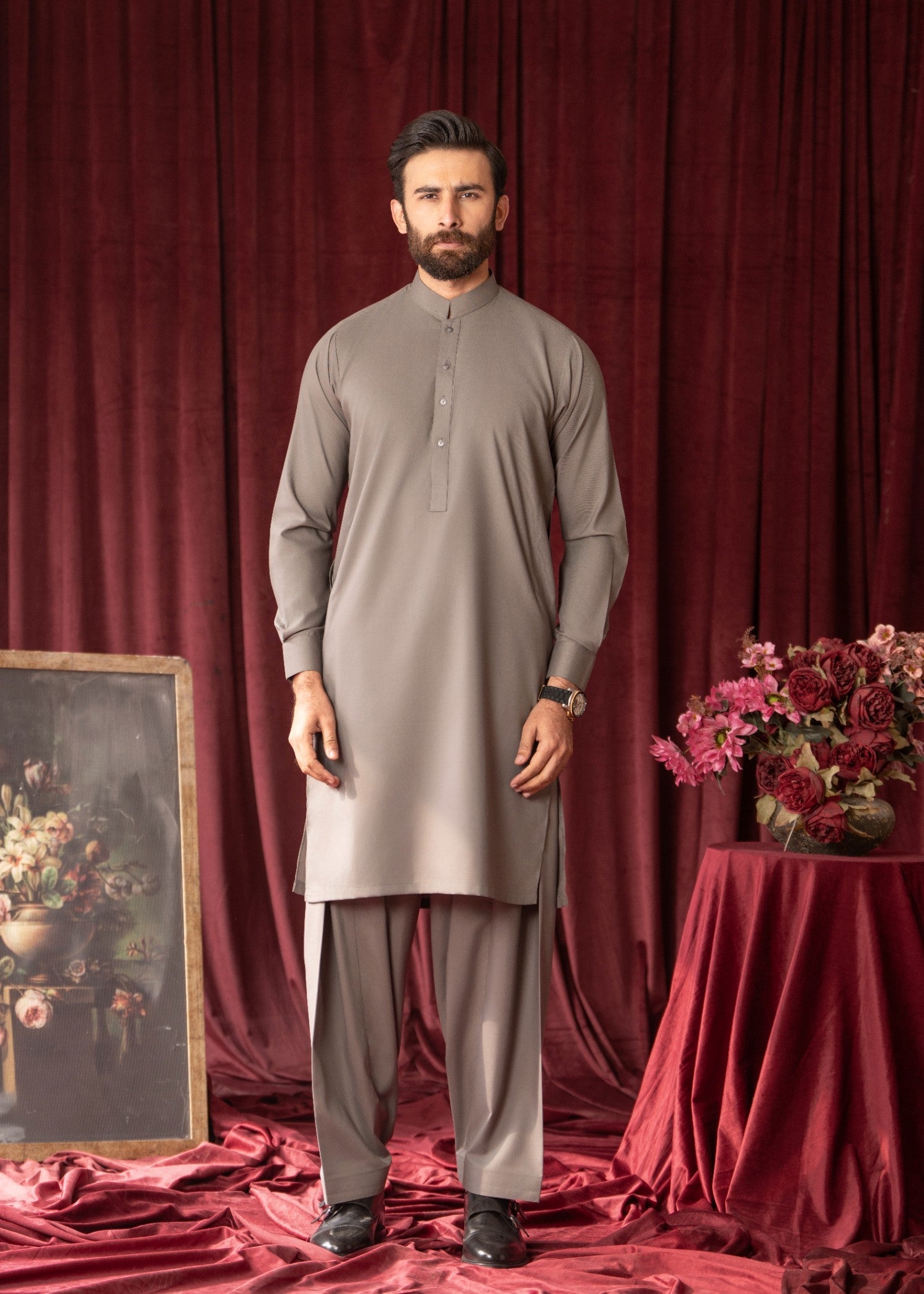 Grey Wash & Wear Shalwar Kameez (2-Piece) - Image 1