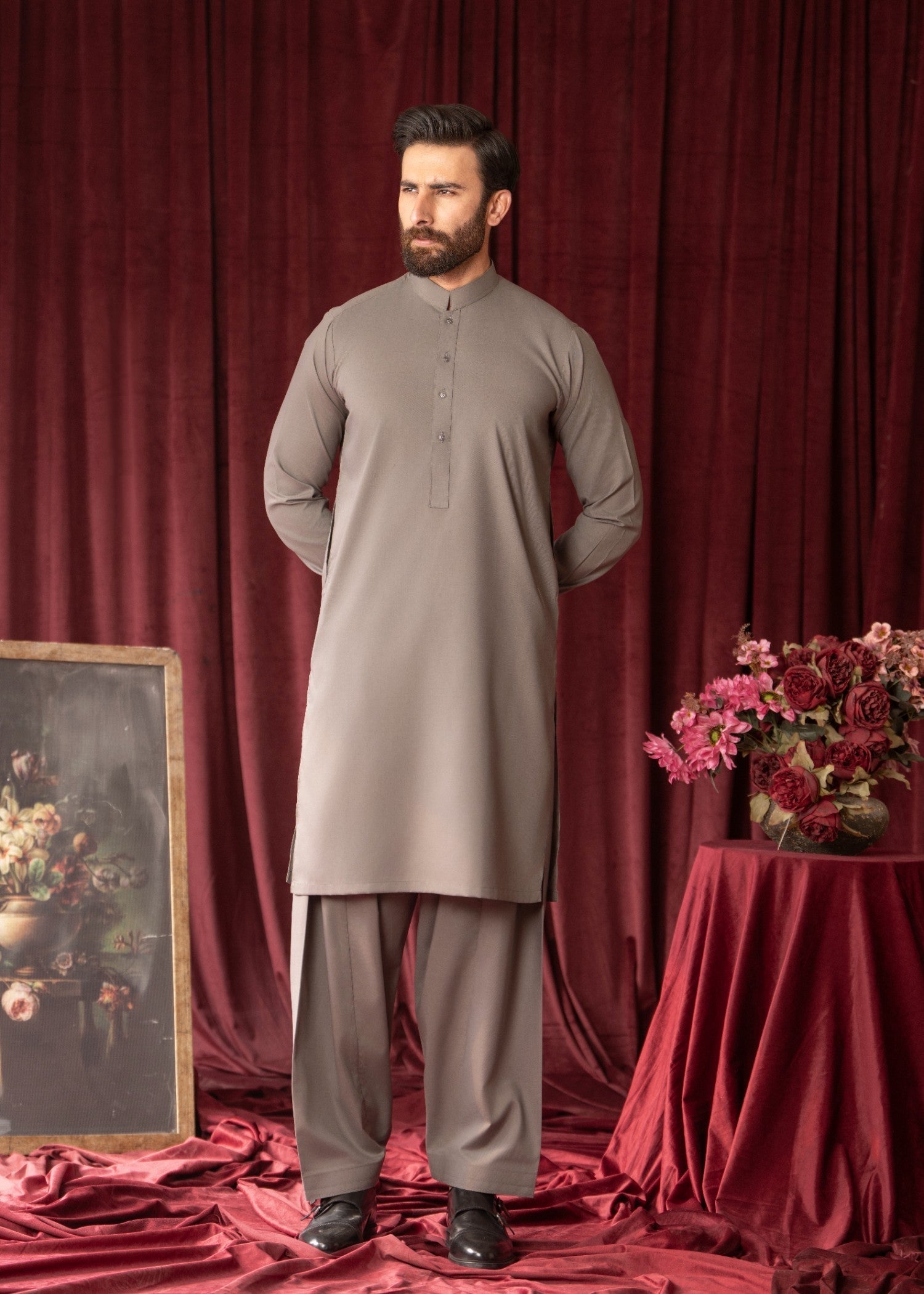 Grey Wash & Wear Shalwar Kameez (2-Piece) - Image 2