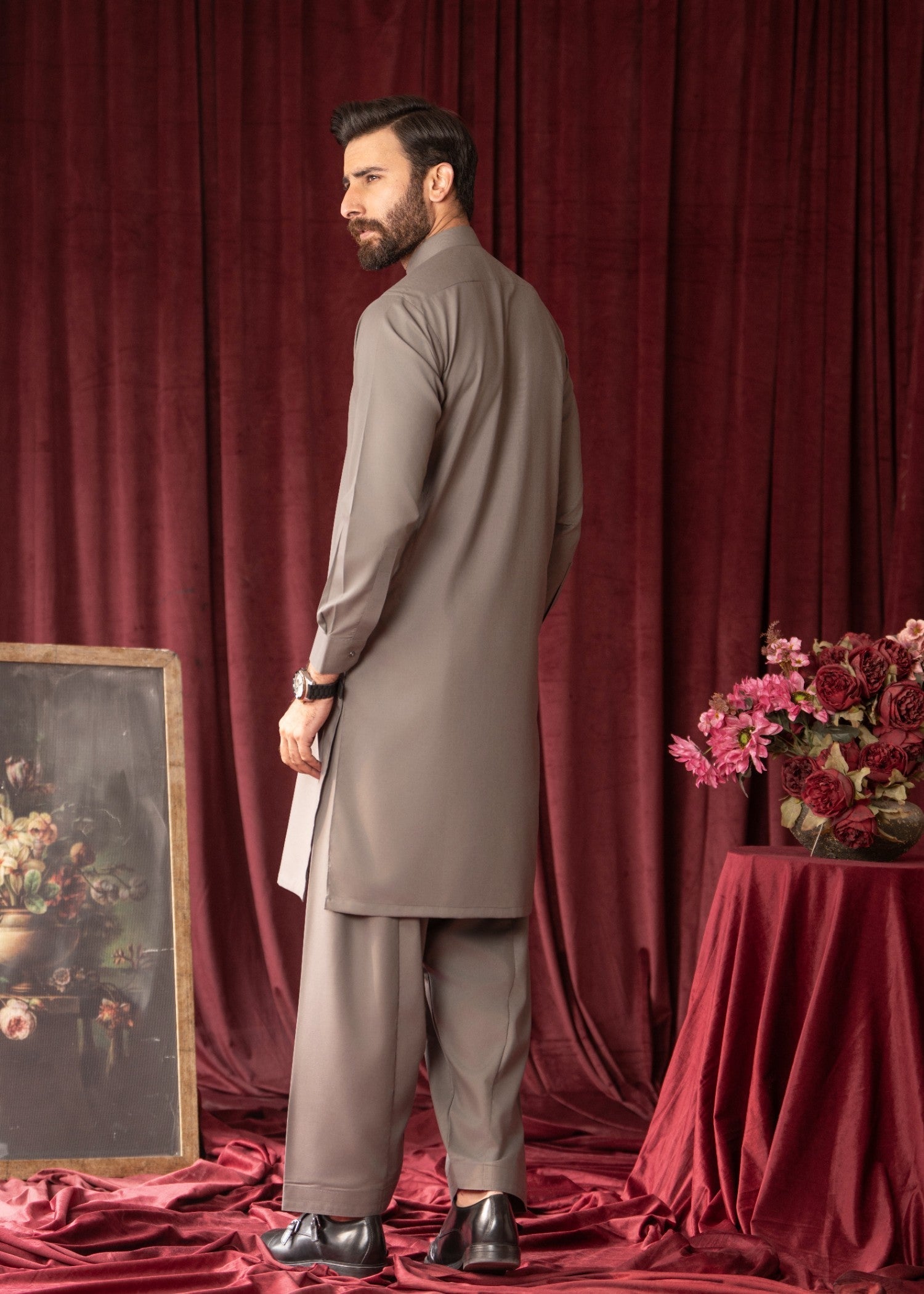 Grey Wash & Wear Shalwar Kameez (2-Piece) - Image 3