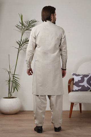 Grey Wash and Wear Kameez Shalwar (2-Piece) - Image 2