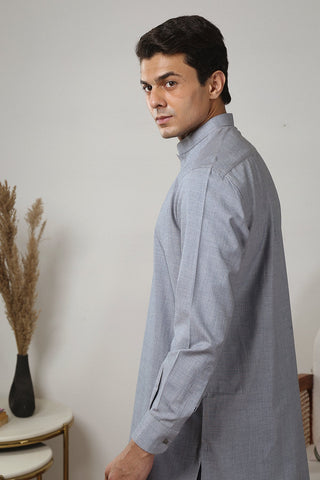 Grey Wash-and-Wear Shalwar Kameez (2-Piece) - Image 3