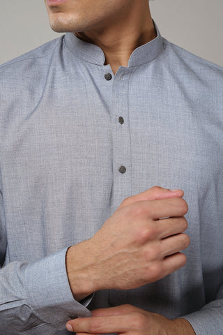 Grey Wash-and-Wear Shalwar Kameez (2-Piece) - Image 4