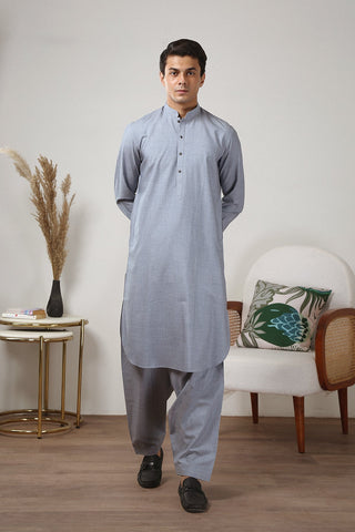 Grey Wash-and-Wear Shalwar Kameez (2-Piece) - Image 6