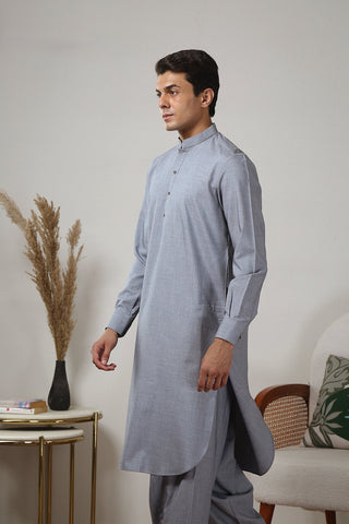 Grey Wash-and-Wear Shalwar Kameez (2-Piece) - Image 9
