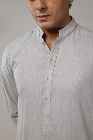 Light Grey Wash & Wear Shalwar Kameez (2-Piece) - Image 3