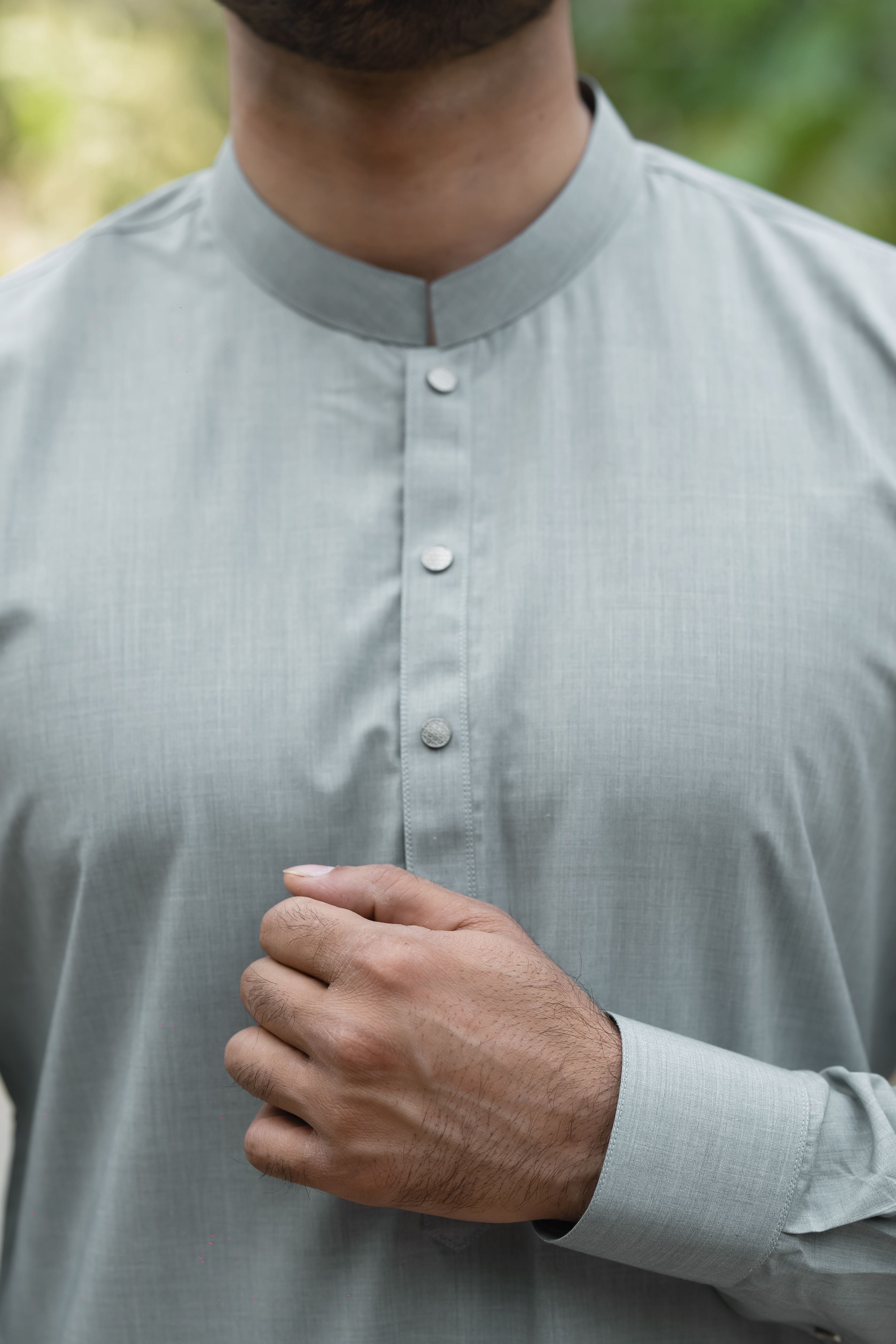 Silver Grey Wash & Wear Shalwar Kameez (2-Piece) - Image 3