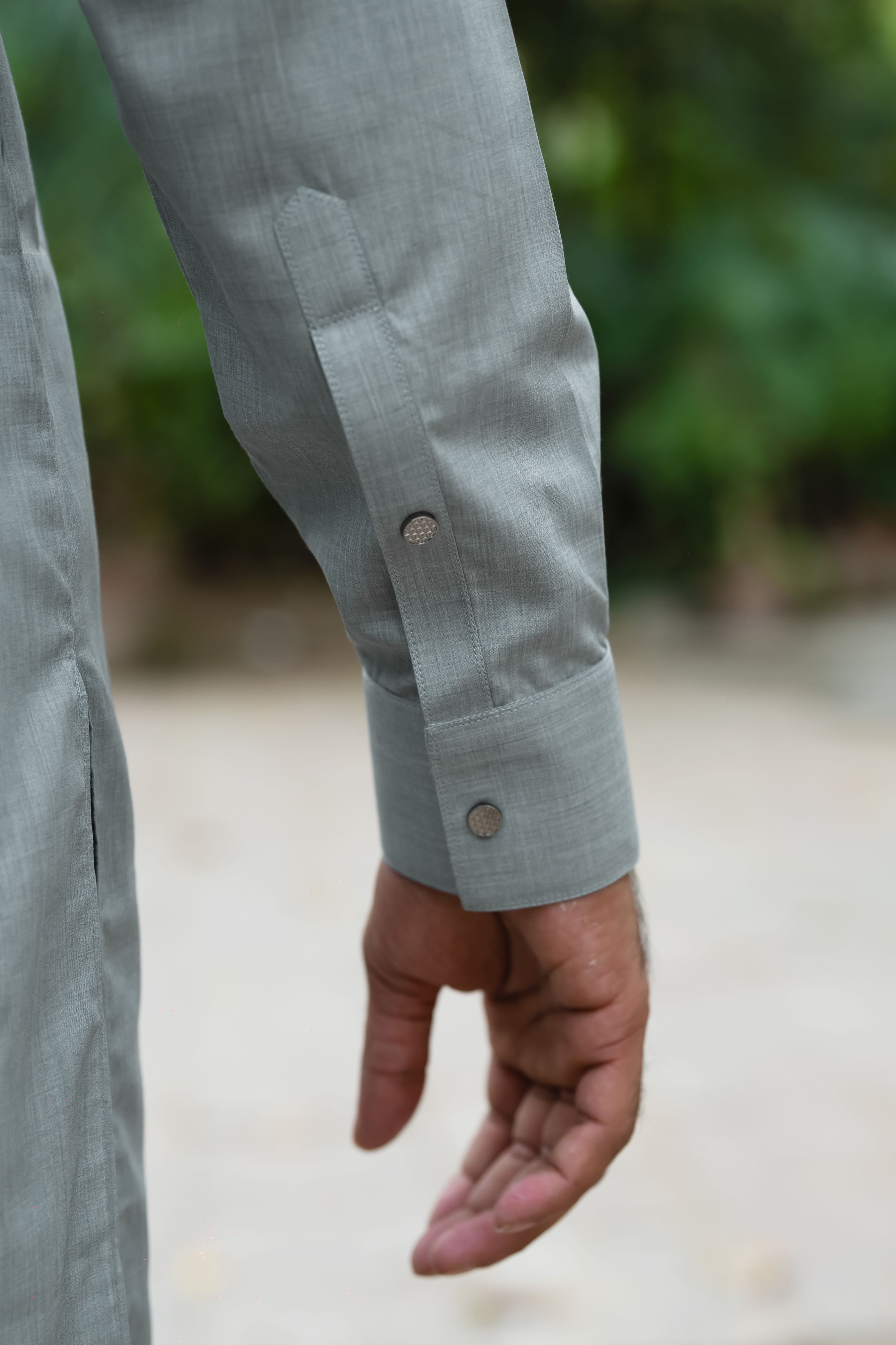 Silver Grey Wash & Wear Shalwar Kameez (2-Piece) - Image 4