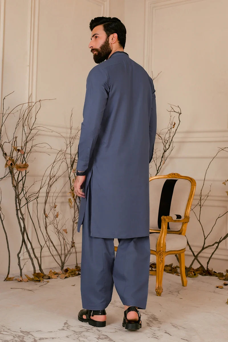 Dark Grey Wash & Wear Shalwar Kameez (2-Piece) - Image 5