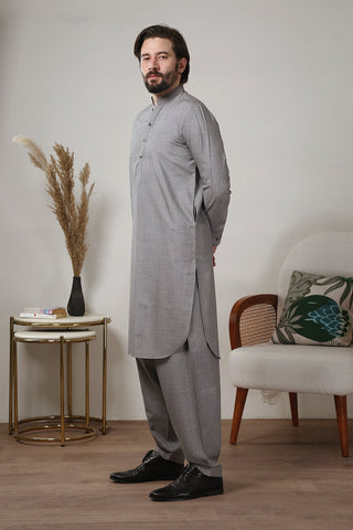 Grey Wash and Wear Kameez Shalwar (2-Piece) - Image 2