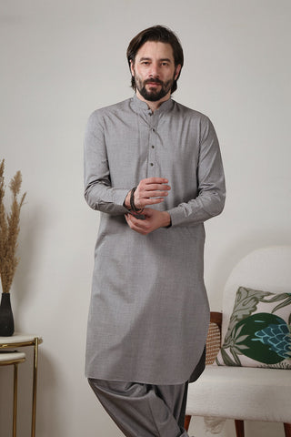 Grey Wash and Wear Kameez Shalwar (2-Piece) - Image 3