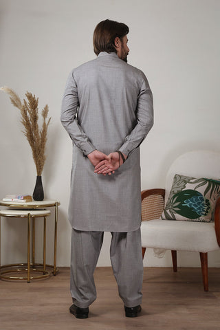 Grey Wash and Wear Kameez Shalwar (2-Piece) - Image 4