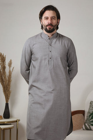 Grey Wash and Wear Kameez Shalwar (2-Piece) - Image 5