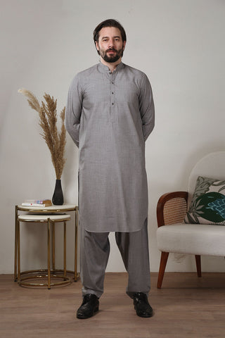 Grey Wash and Wear Kameez Shalwar (2-Piece) - Image 7