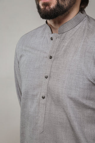Grey Wash and Wear Kameez Shalwar (2-Piece) - Image 8