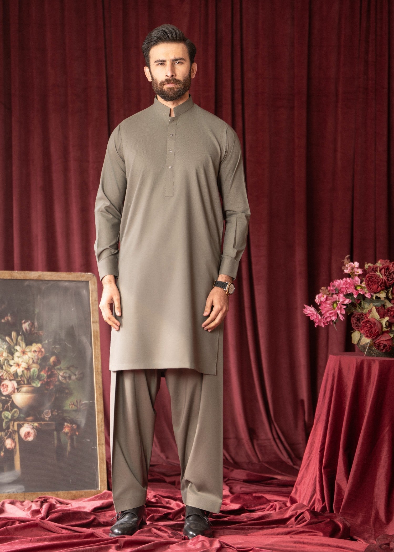Grey Wash & Wear Shalwar Kameez (2-Piece) - Image 1