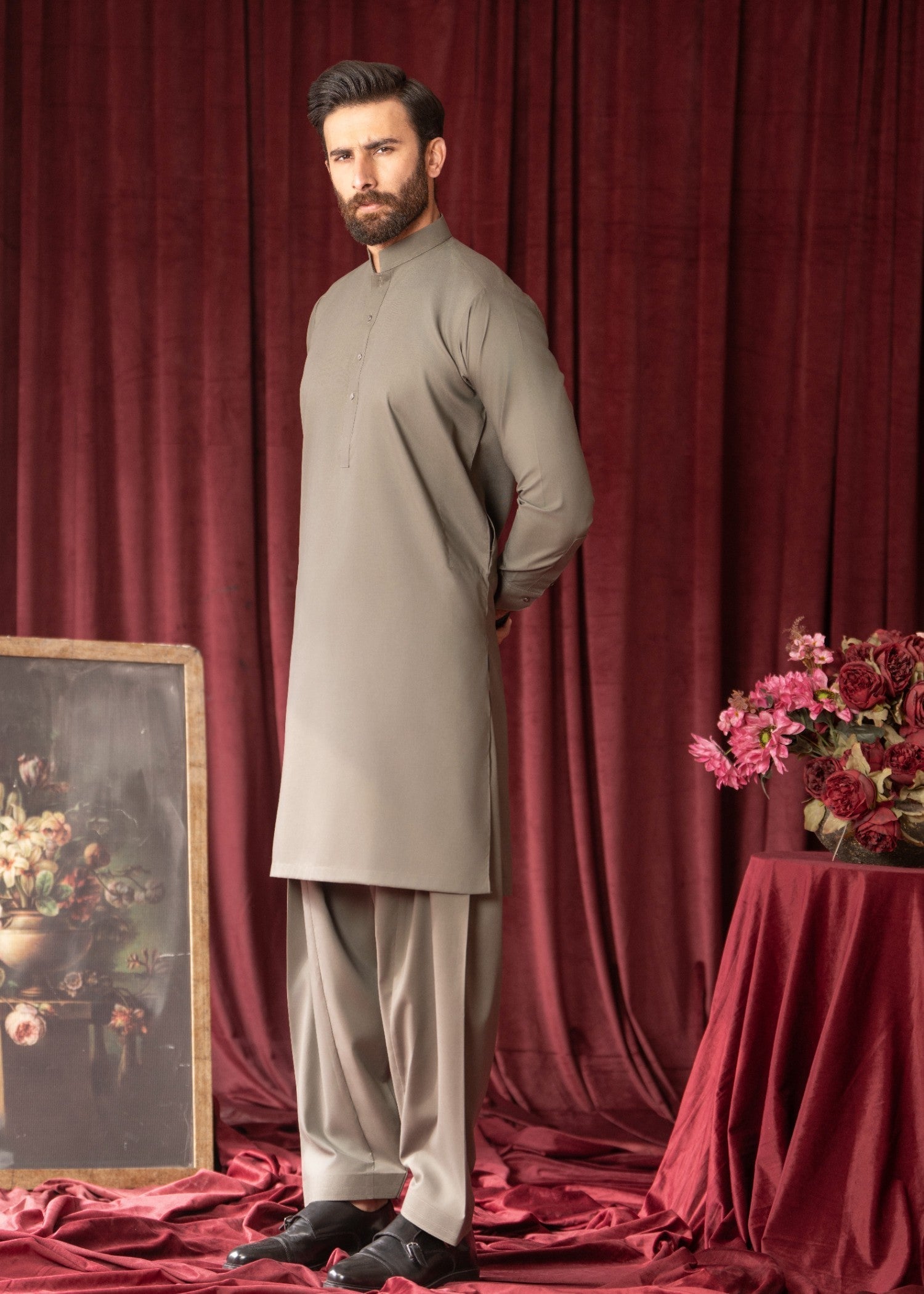 Grey Wash & Wear Shalwar Kameez (2-Piece) - Image 2