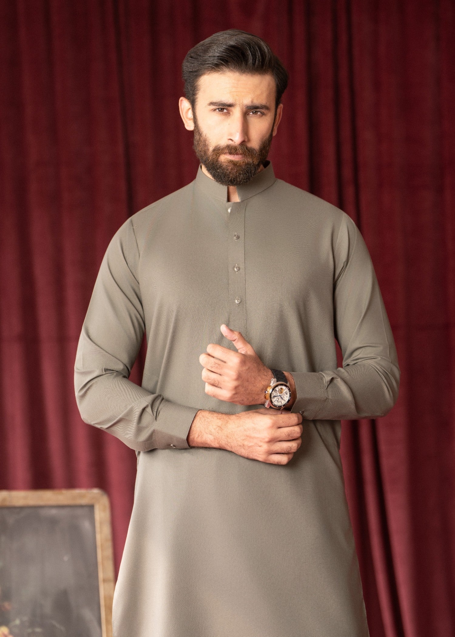 Grey Wash & Wear Shalwar Kameez (2-Piece) - Image 4