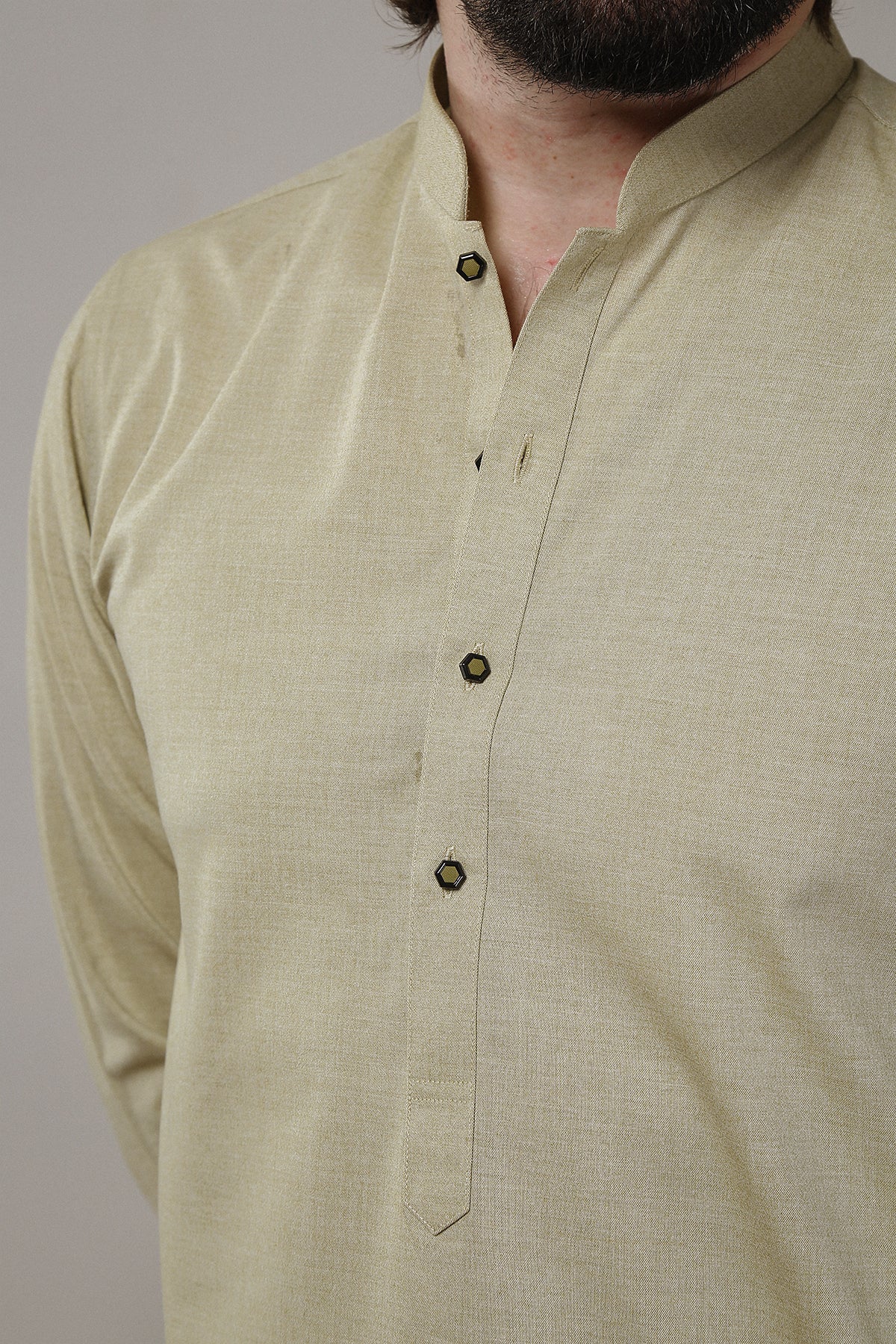 Light Grey Wash and Wear Kameez Shalwar (2-Piece) - Image 2