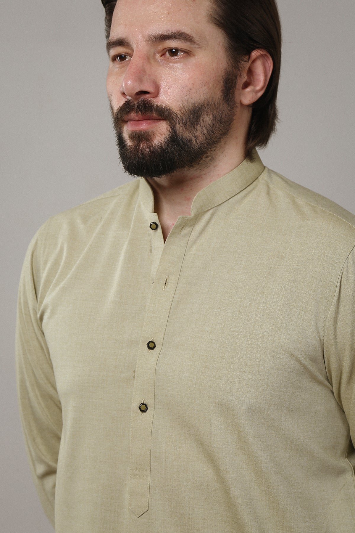 Light Grey Wash and Wear Kameez Shalwar (2-Piece) - Image 7