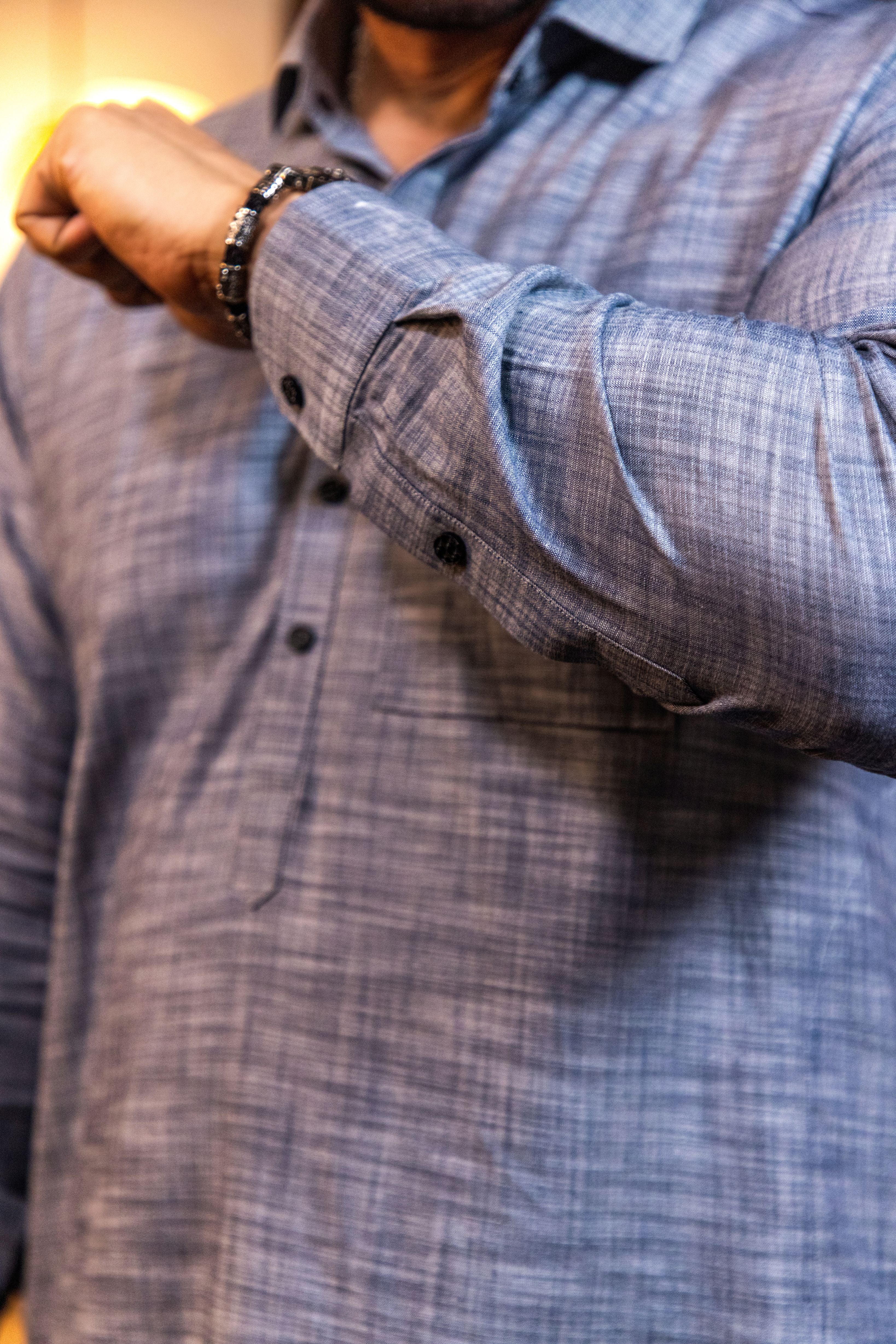 Silver Grey Tropical Linen Shalwar Kameez (2-Piece) - Image 3