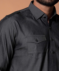 Grey Cotton-Lycra Pathani Suit (2-Piece) - Image 6