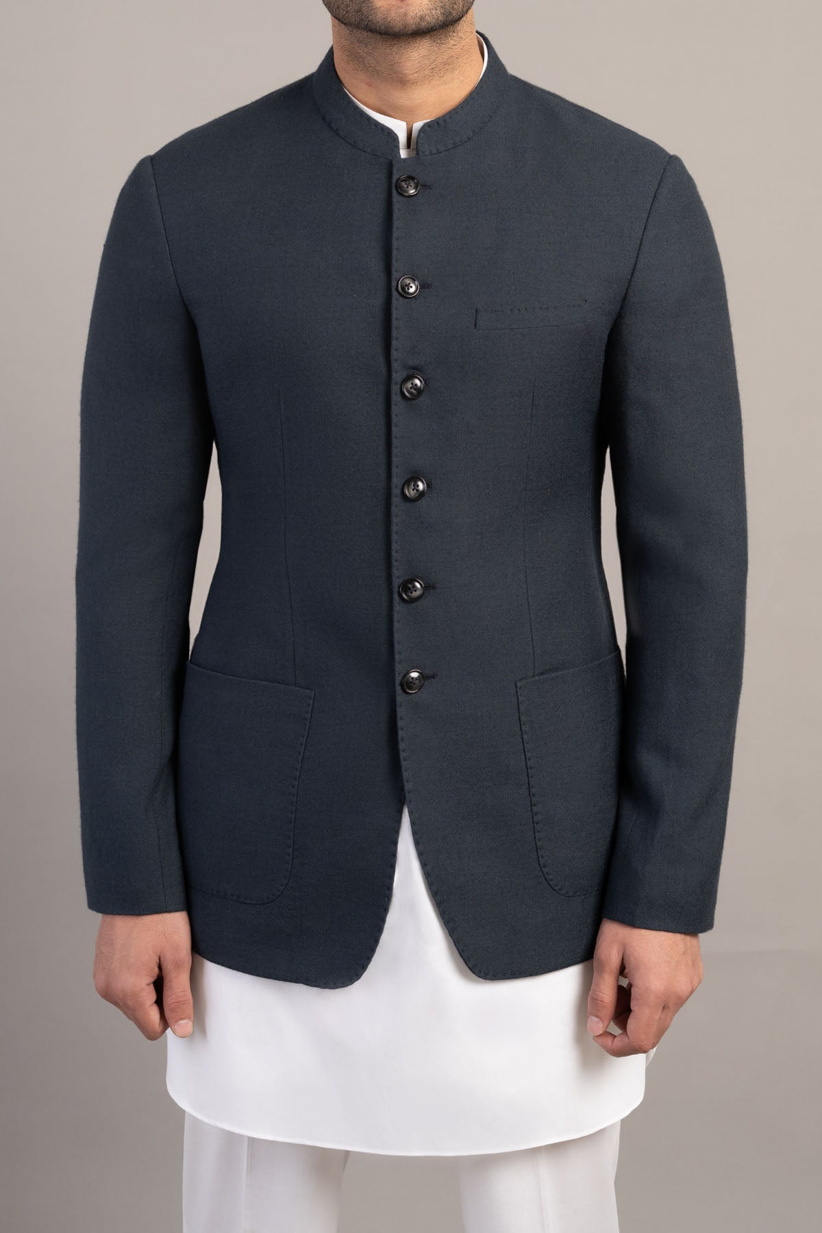 Grey Handloomed Prince Coat (3-Piece) - Image 2