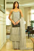 Grey Embroidered Chiffon Jacquard Salwar Kameez (3-Piece) - Image 3