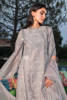 Grey Embroidered Chiffon Jacquard Salwar Kameez (3-Piece) - Image 8