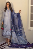Graphite Embroidered Cotton Net Salwar Kameez (3-Piece) - Image 2