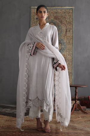 Icy Grey Embroidered Cotton Silk Salwar Kameez (3-Piece) - Image 1