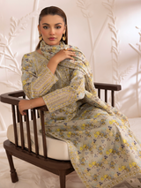 Pakistani Soft Grey Embroidered Cotton Salwar Kameez (3-Piece) - Image 10
