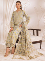 Pakistani Soft Grey Embroidered Cotton Salwar Kameez (3-Piece) - Image 14