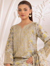 Pakistani Soft Grey Embroidered Cotton Salwar Kameez (3-Piece) - Image 15