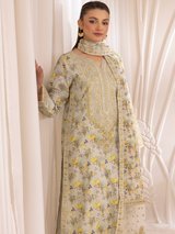 Pakistani Soft Grey Embroidered Cotton Salwar Kameez (3-Piece) - Image 5