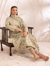 Pakistani Soft Grey Embroidered Cotton Salwar Kameez (3-Piece) - Image 9