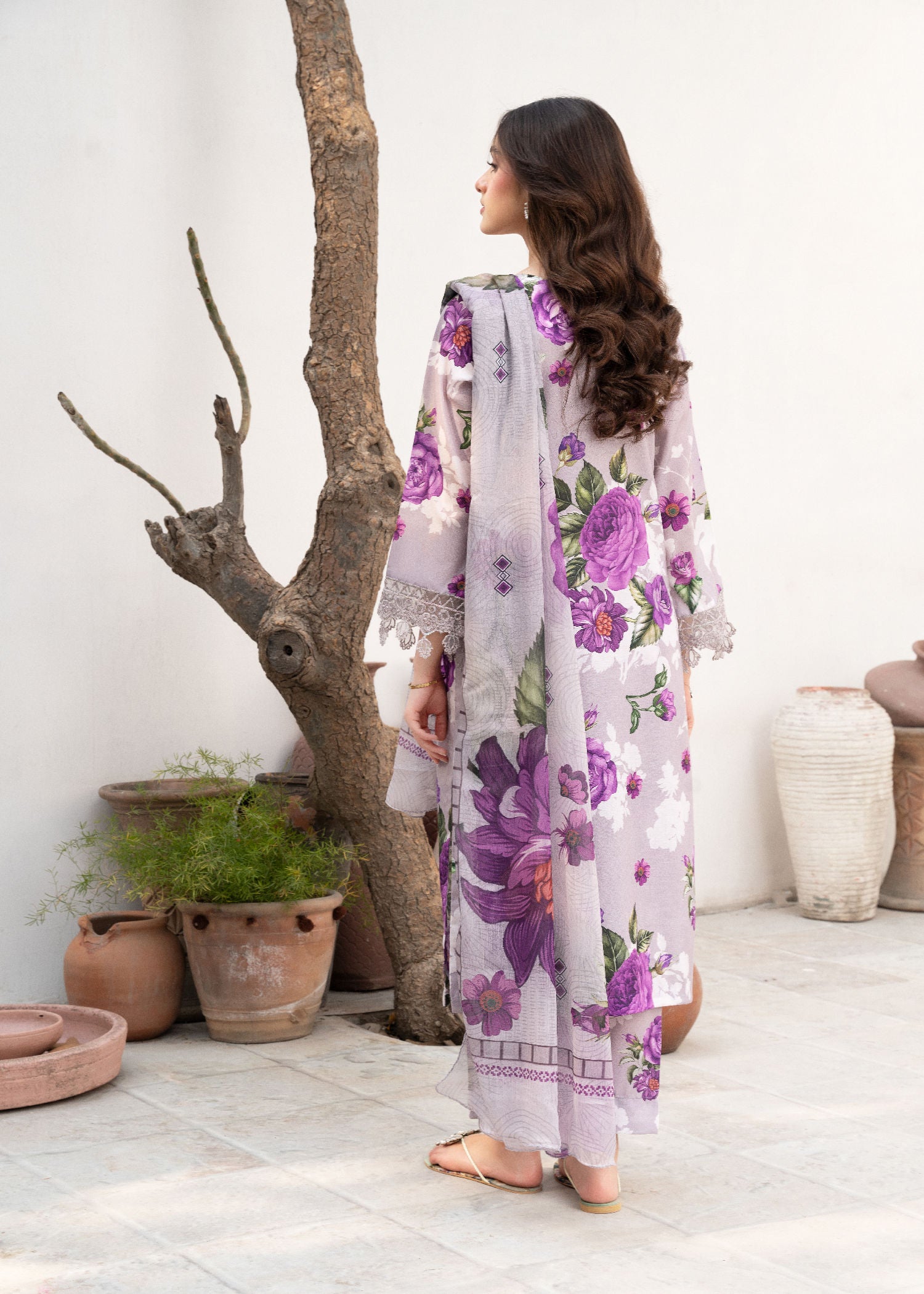 Grey Printed Cotton Kurta Set (3-Piece) - Image 3