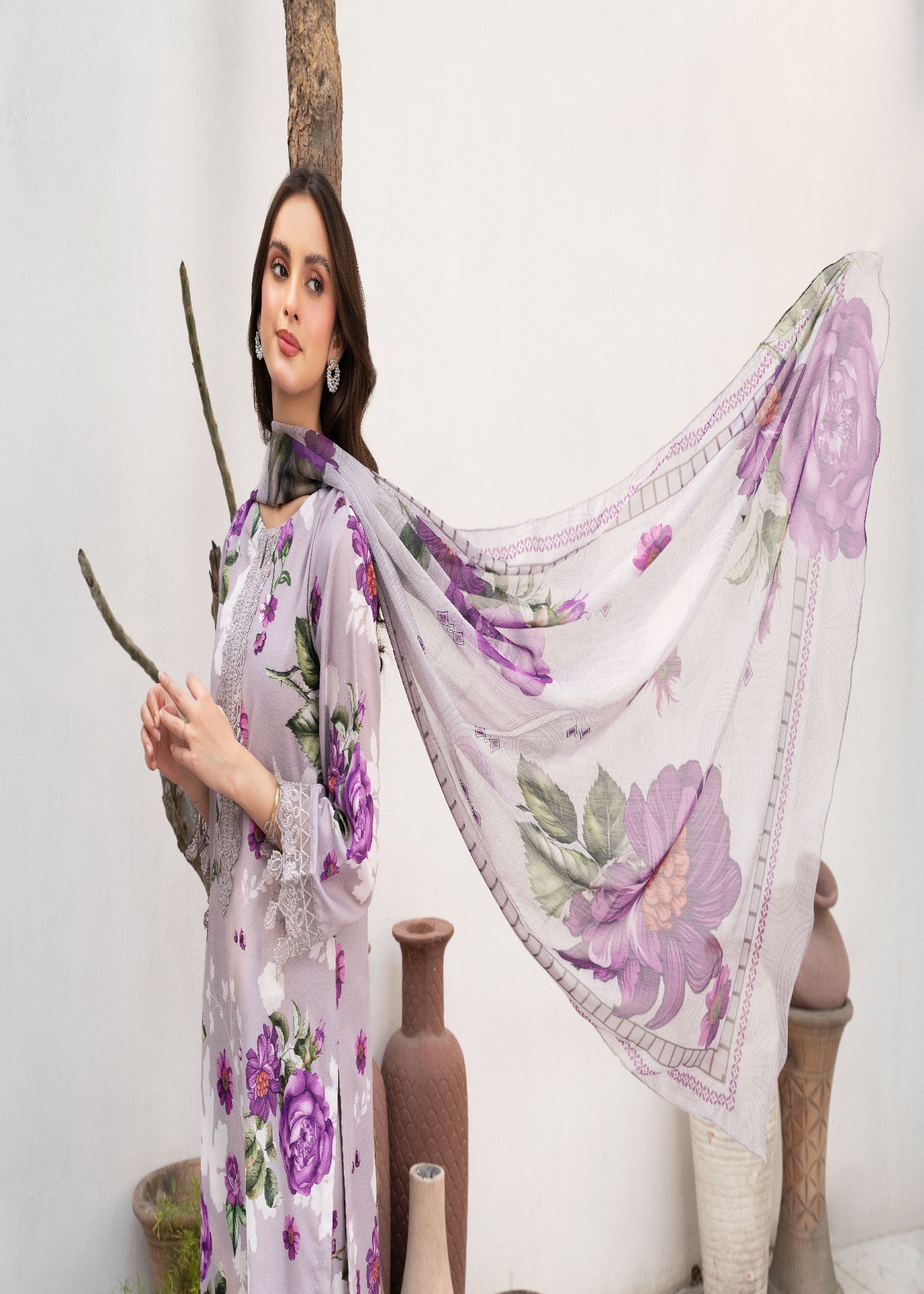 Grey Printed Cotton Kurta Set (3-Piece) - Image 5