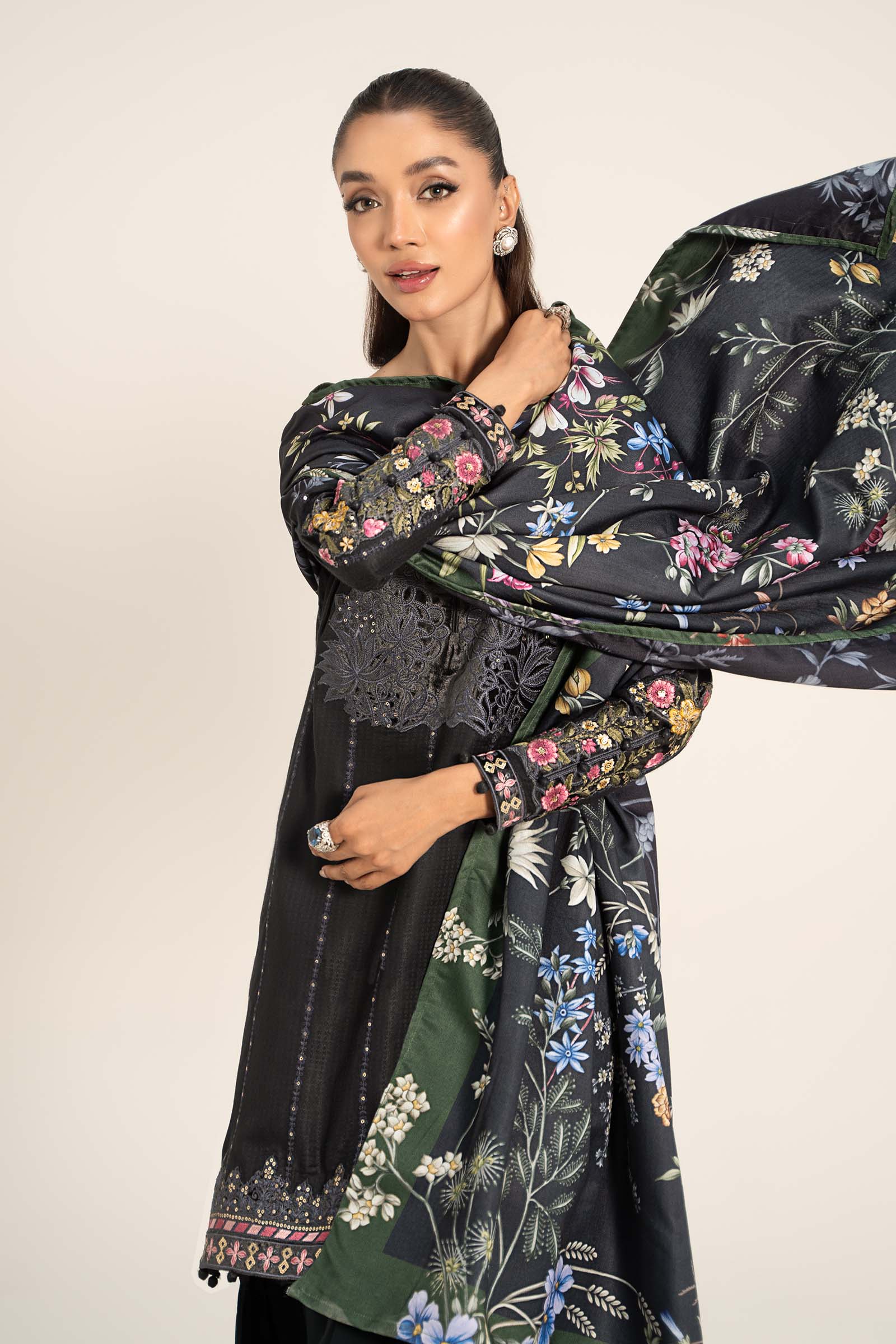 Grey Embroidered Dobby Linen 3-Piece Suit - Image 4