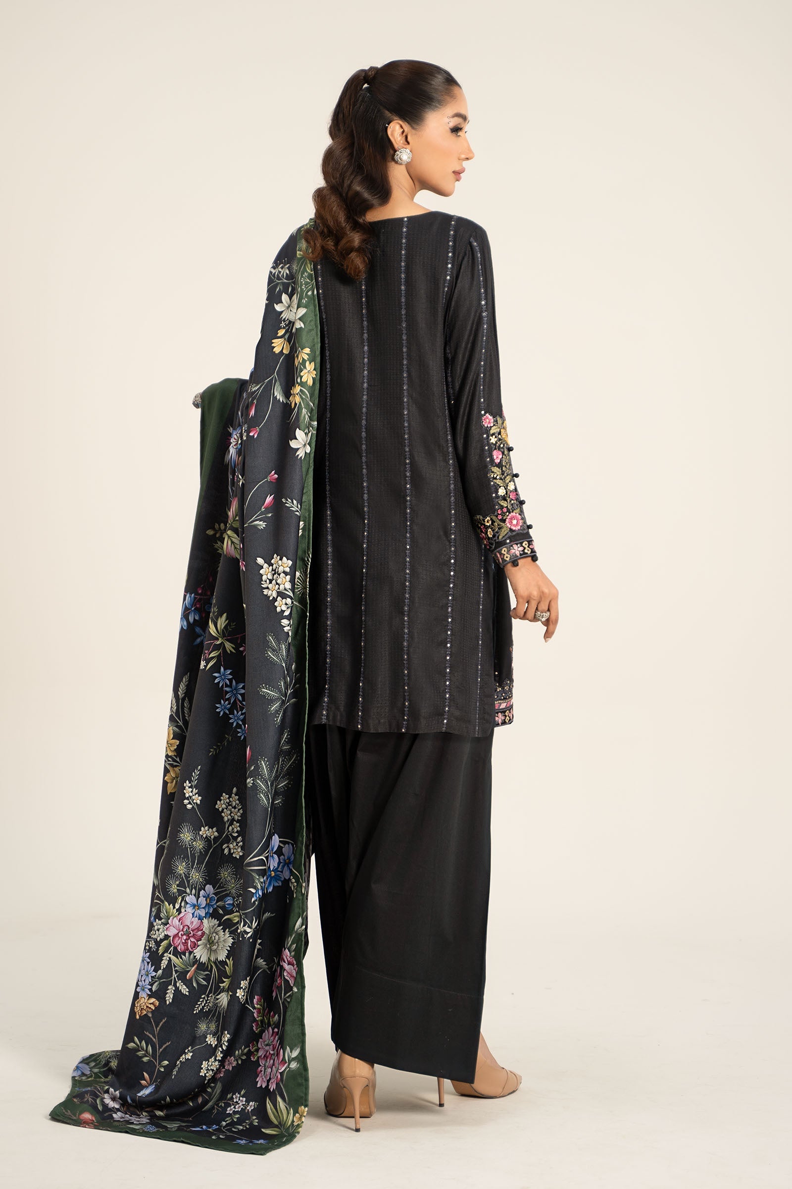 Grey Embroidered Dobby Linen 3-Piece Suit - Image 7