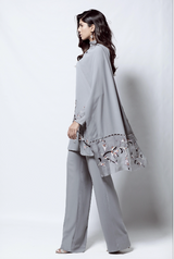Pakistani Smoky Grey Sequined Georgette Salwar Kameez (3-Piece) - Image 3
