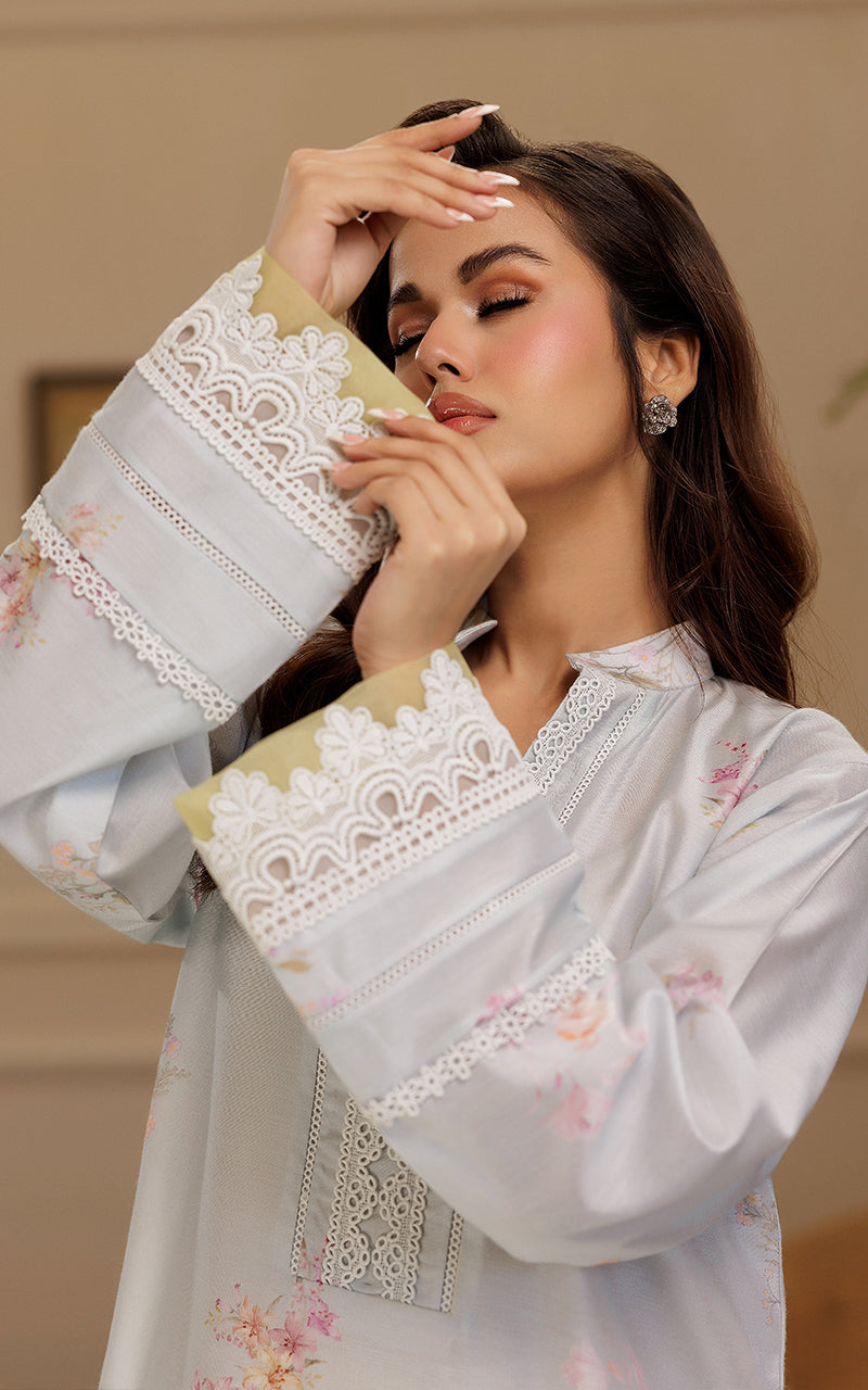 Soft Grey Lace Khadi Net Salwar Kameez (2-Piece) - Image 4