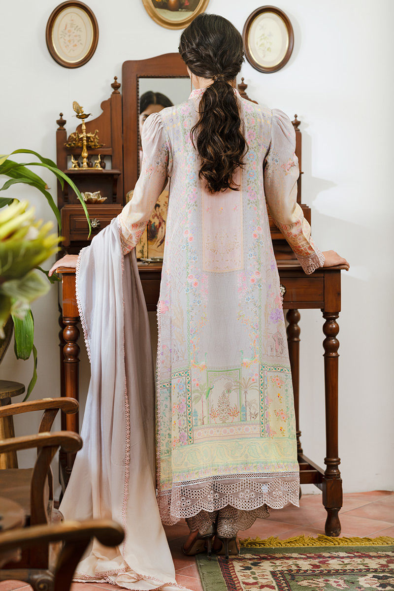 Pakistani Taupe Grey Digital Printed Lawn Salwar Kameez (3-Piece) - Image 3