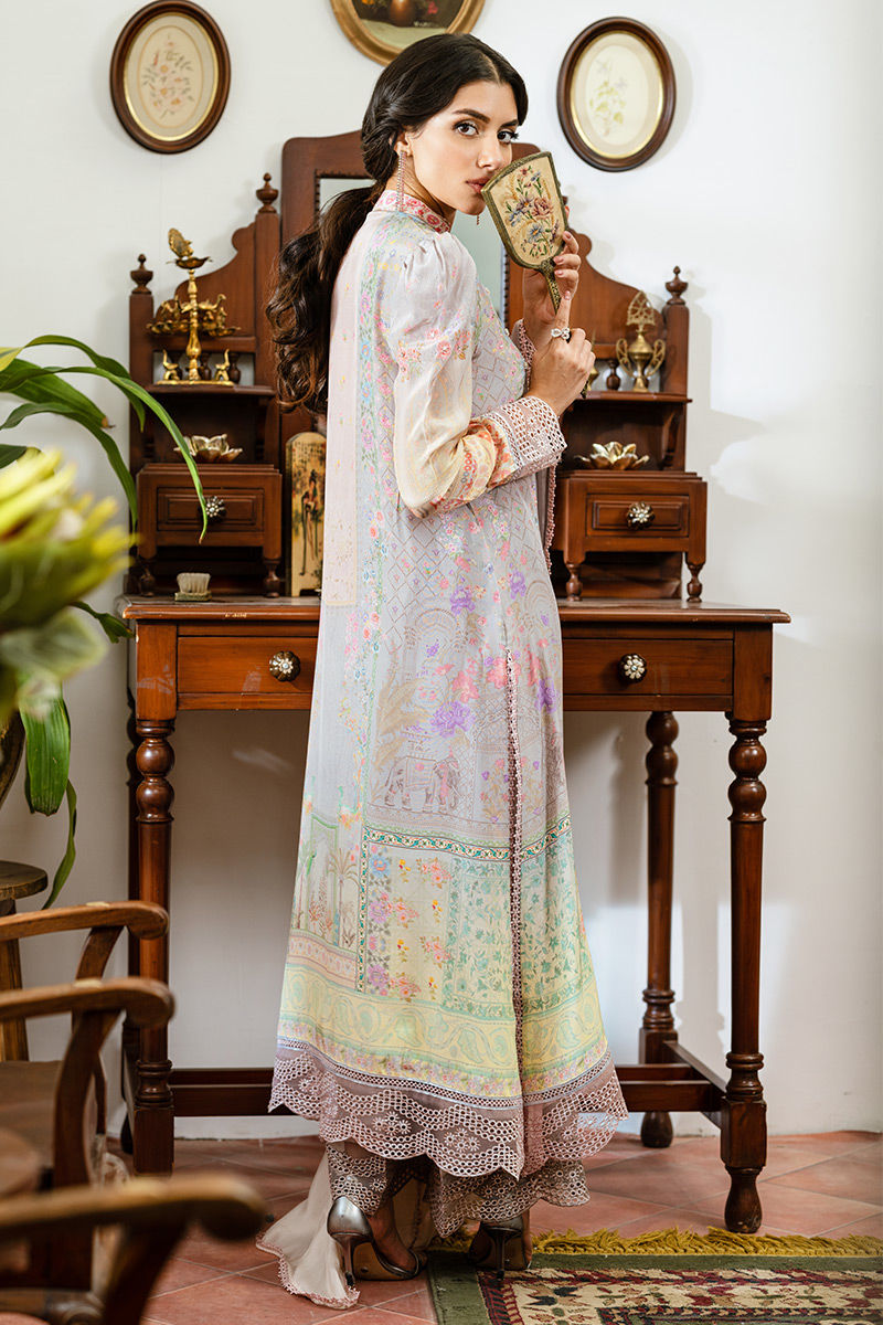 Pakistani Taupe Grey Digital Printed Lawn Salwar Kameez (3-Piece) - Image 4