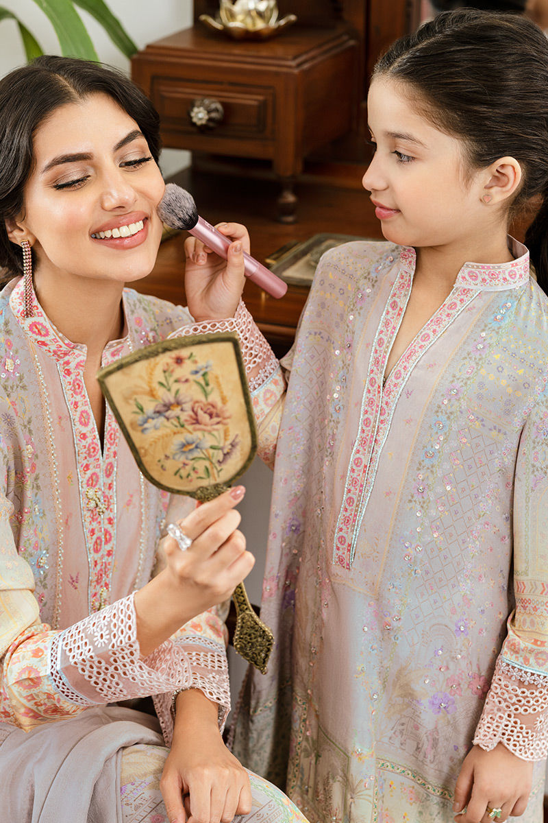 Pakistani Taupe Grey Digital Printed Lawn Salwar Kameez (3-Piece) - Image 8