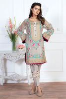 Pakistani Grey Aari & Gota Organza Salwar Kameez (3-Piece) - Image 3