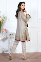 Pakistani Grey Aari & Gota Organza Salwar Kameez (3-Piece) - Image 4